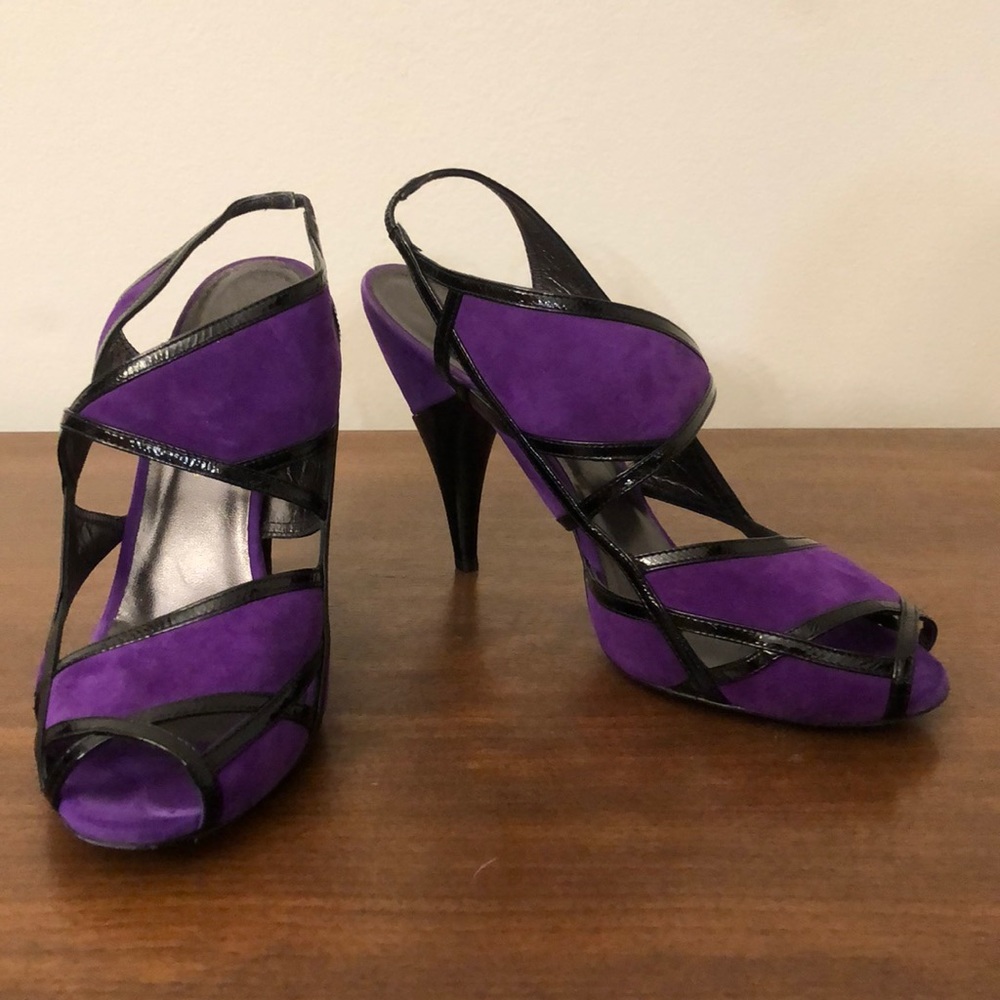 Re-Poshing absolutely gorgeous Georgina Goodman Purple Suede and Patent Heels